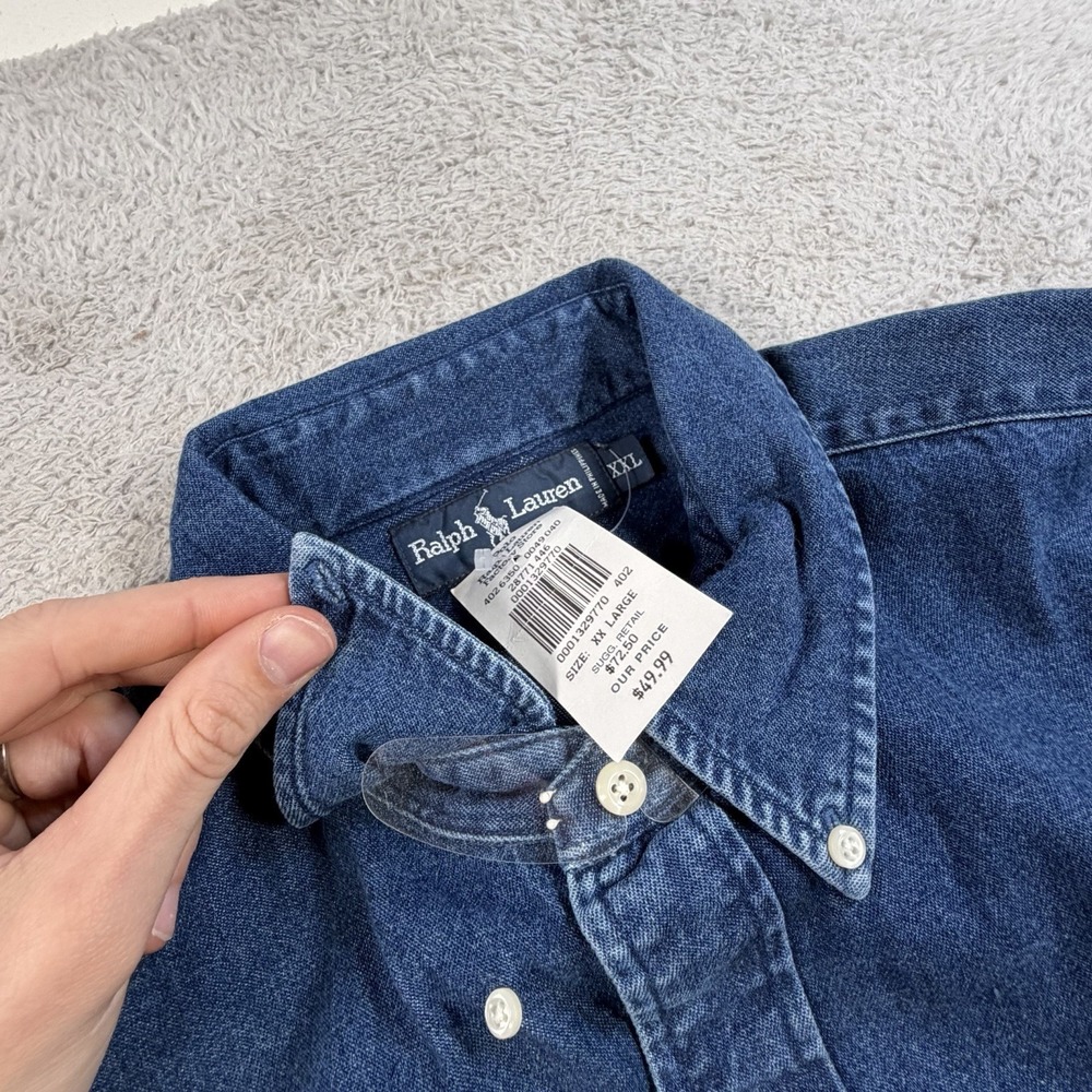 Polo Ralph Lauren Shirt Mens 2XL Blue Denim Blaire Long Sleeve Button Down Pony - Picture 5 of 9